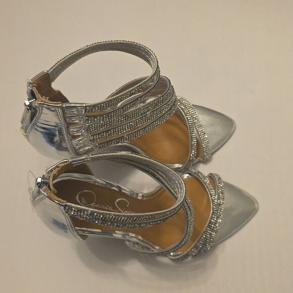BRAND NEW JESSICA SIMPSON RHINESTONE  ELEGANT STRAPPY HEELS SANDALS R3 - Picture 4 of 16